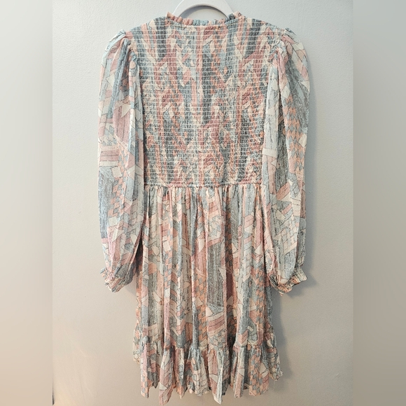 NEW Three Bird Nest "Colors Of The Wind" Balloon Sleeve Mini Dress Size Small - Picture 6 of 7